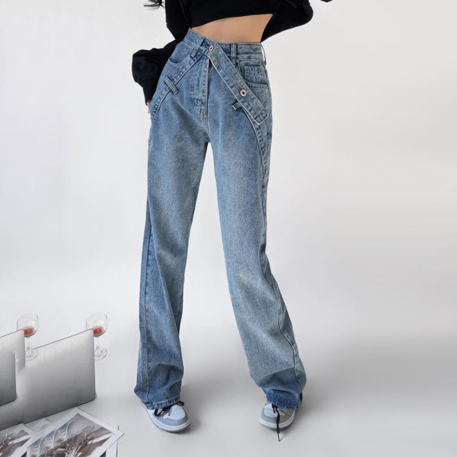 Women's Streamer Straight Jeans - Premium Dames Jeans from My Store - Just €54.56! Shop now at KIYOO Royal Brand