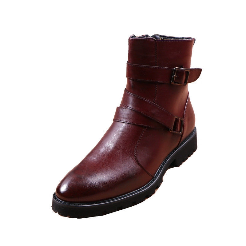 Pointed Martin Boots British Style Leather Boots Men's Inner Height Boots - Premium Boots from My Store - Just €144.44! Shop now at KIYOO Royal Brand