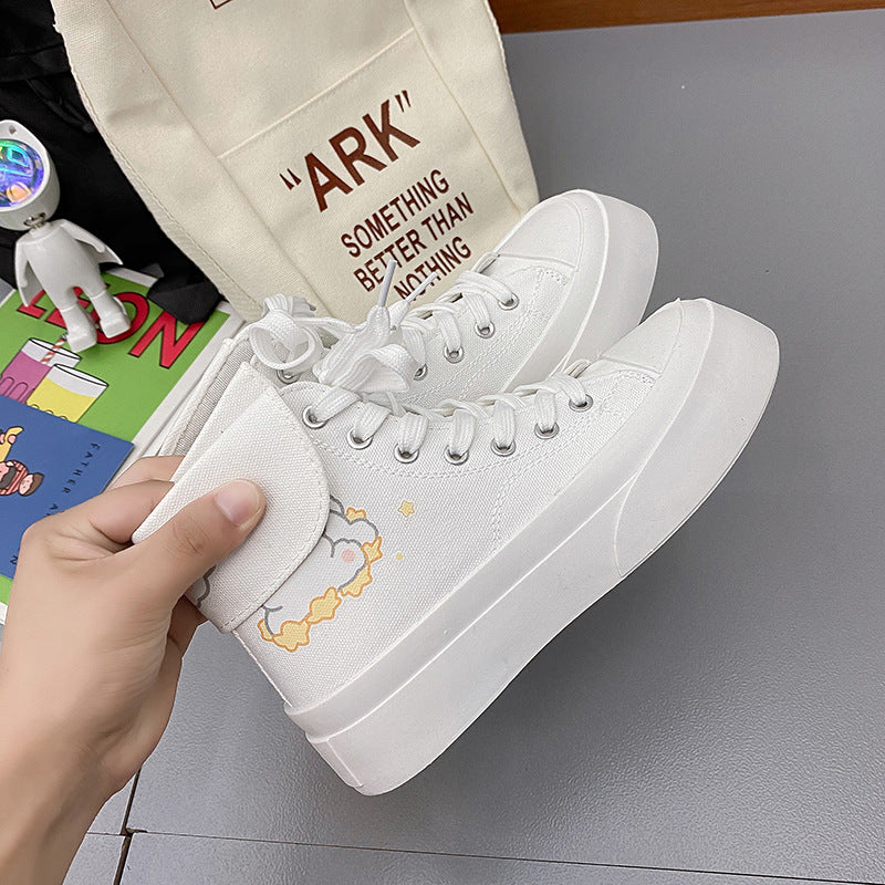 Japanese College Style Cartoon Thick Soled White Shoes Casual Sneakers - Premium Dames sportschoenen from My Store - Just €39.74! Shop now at KIYOO Royal Brand