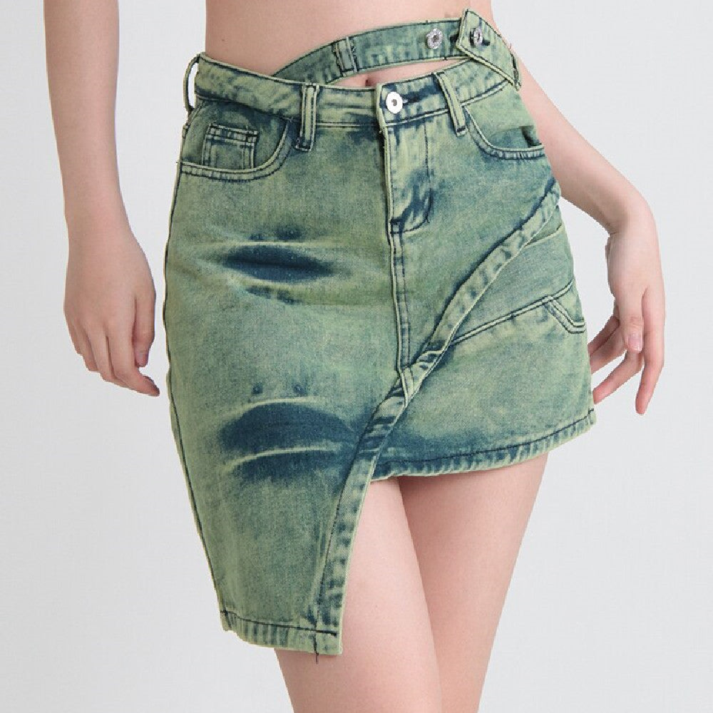 Irregular Design Sense Splicing Denim Half-body Skirt - Premium Rokken from My Store - Just €59.82! Shop now at KIYOO Royal Brand