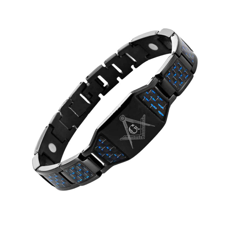 High-end Fashion Carbon Fiber Titanium Steel Magnetic Stone Negative Ion Energy Bracelet For Men