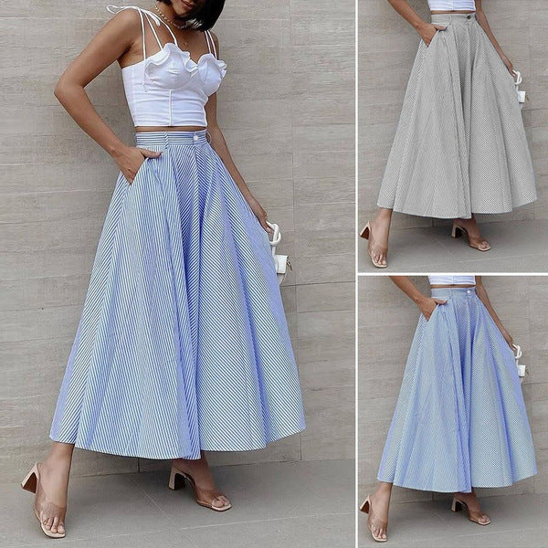 Women's Fashion Summer Stripes Long Dress - Premium Rokken from My Store - Just €40.03! Shop now at KIYOO Royal Brand