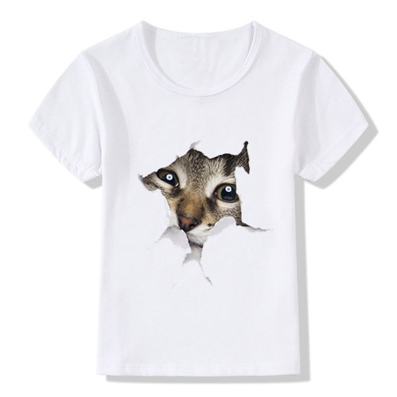 Casual Short-sleeved Cat 3d Printed Children's T-shirt - Premium T-shirt Jongens from My Store - Just €14.04! Shop now at KIYOO Royal Brand