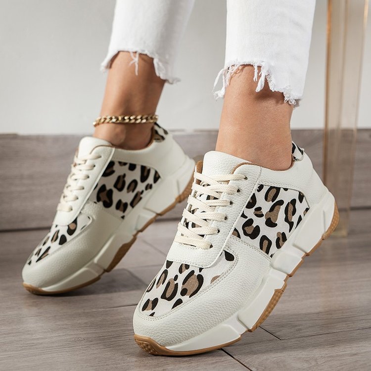 Large Size Leopard Print Casual Pumps Women's Spring And Autumn New Flat Lace-up Sports Casual Shoes - Premium Dames sportschoenen from My Store - Just €51.51! Shop now at KIYOO Royal Brand