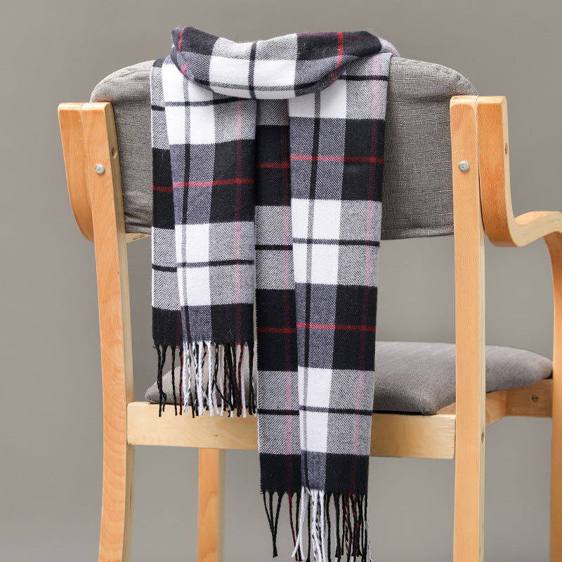 Cashmere Fringed Couple's Checked Scarf