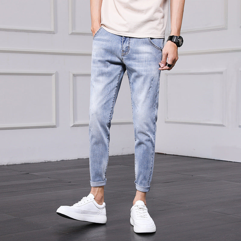 Fashion Men's Jeans Nine Part Simple Casual Men's Trousers - Premium Jeans from My Store - Just €48.22! Shop now at KIYOO Royal Brand