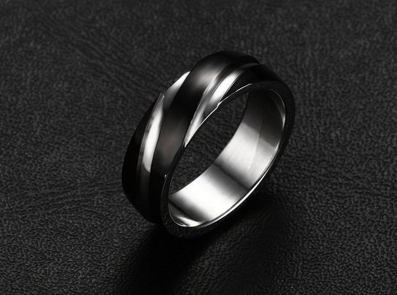 Zwarte titanium stalen twill ring - Premium Mannen Sieraden from My Store - Just €9.25! Shop now at KIYOO Royal Brand