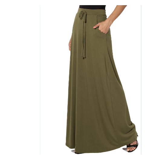 zachte rayon maxi-rok met trekkoord in de taille - Premium  from KIYOO Royal Brand - Just €15.99! Shop now at KIYOO Royal Brand