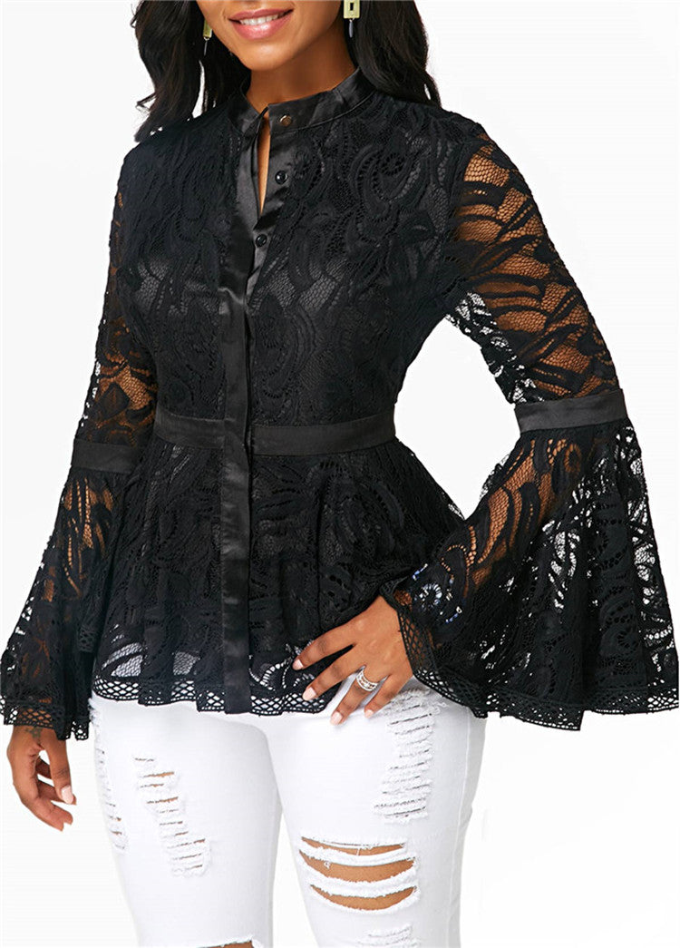 Women Lace Blouse Tops Casual Lady Clothes - Premium Blouses from My Store - Just €91.06! Shop now at KIYOO Royal Brand