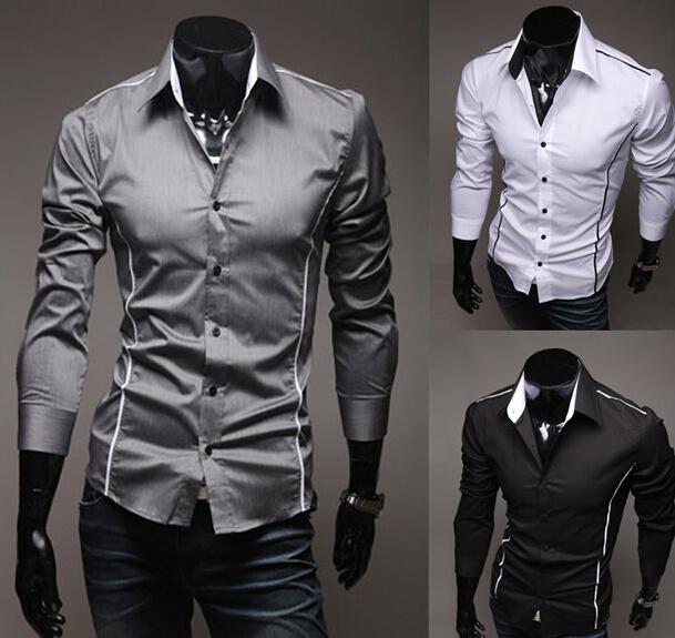 Men Shirt Fashion Cotton Slim Men Shirt Long Sleeve High Quality Casual Black White Gray Men Shirt For Men - Premium Overhemden from My Store - Just €20.05! Shop now at KIYOO Royal Brand