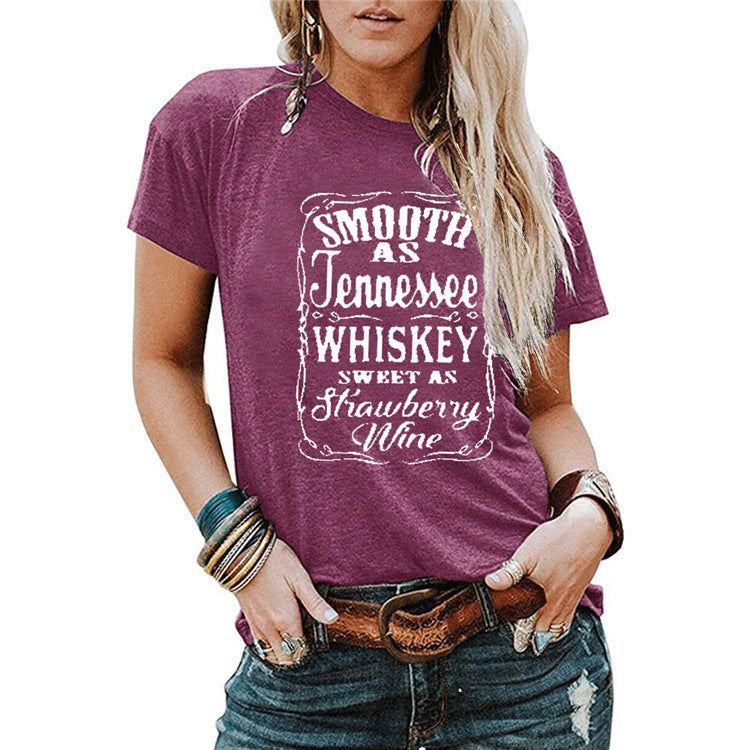 Ladies Blouse Letter Printing Round Neck Short-sleeved T-Shirt Women - Premium topjes/shirt from My Store - Just €28.17! Shop now at KIYOO Royal Brand