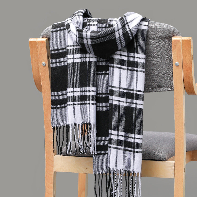 Cashmere Fringed Couple's Checked Scarf