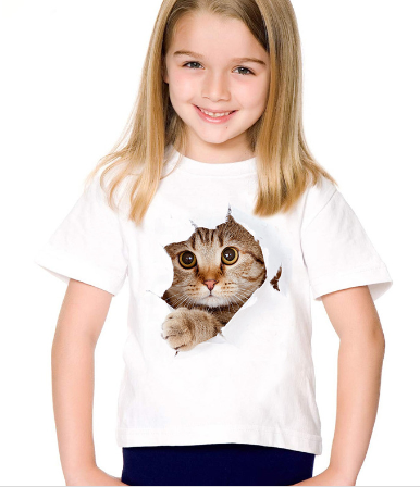 Casual Short-sleeved Cat 3d Printed Children's T-shirt - Premium T-shirt Jongens from My Store - Just €14.04! Shop now at KIYOO Royal Brand