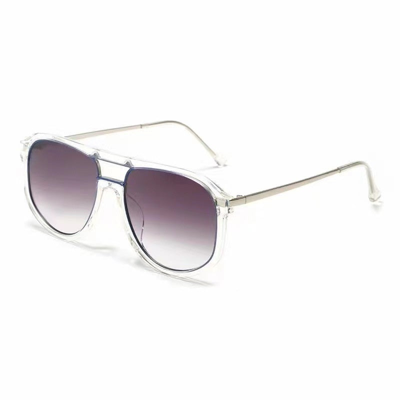 New Double Beam Large Frame Irregular Sunglasses