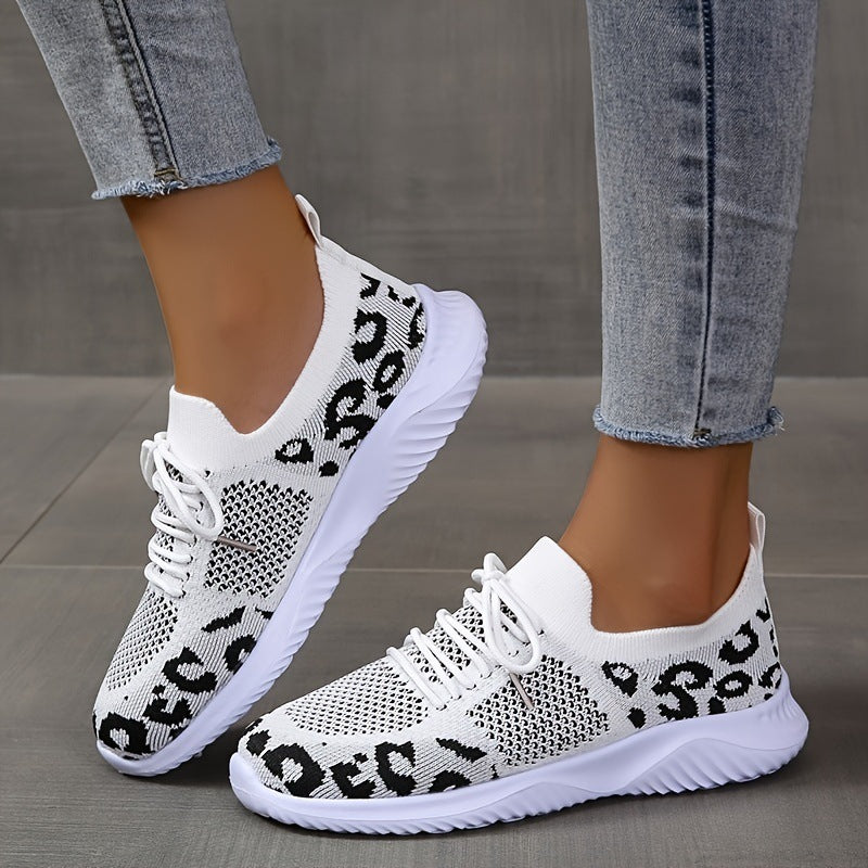 White Shoes Women Leopard Print Lace-up Sneakers Sports - Premium Dames sportschoenen from My Store - Just €37.51! Shop now at KIYOO Royal Brand