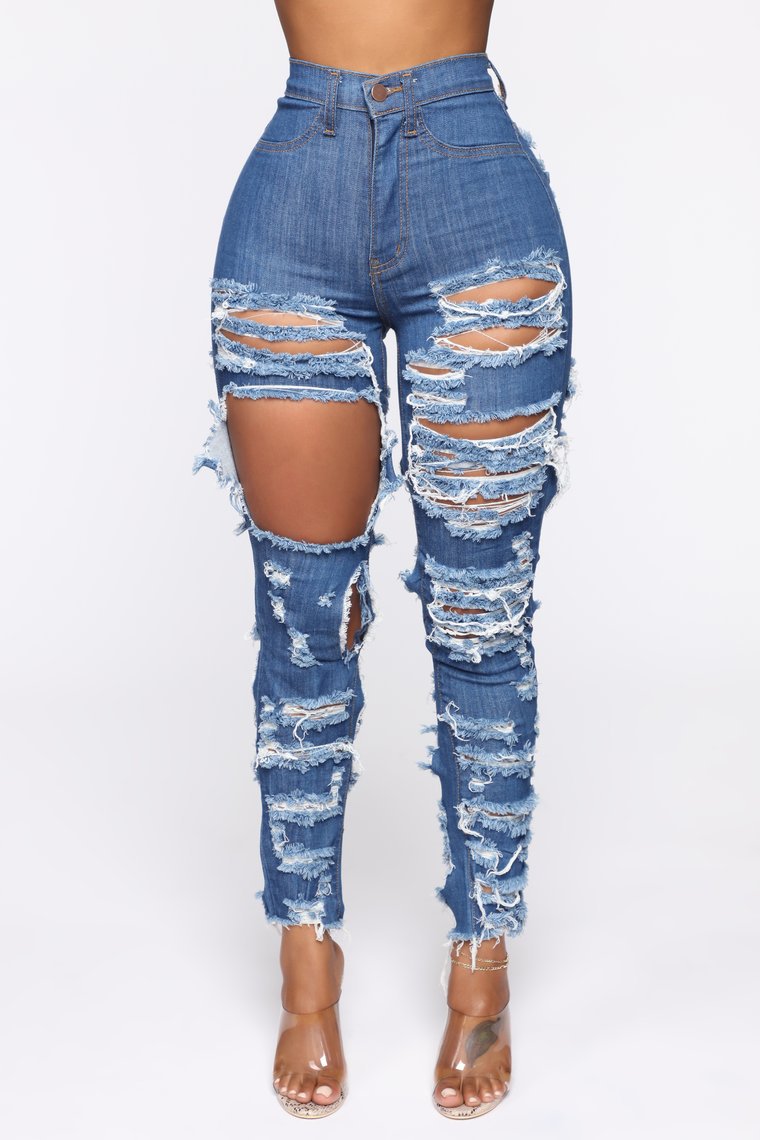 Women's Fashion Cut And Tear Stretchy Calf Jeans - Premium Dames Jeans from My Store - Just €38.05! Shop now at KIYOO Royal Brand