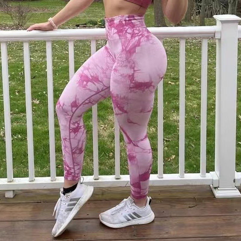 Tie Dye Leggings Women Fitness Yoga Pants Seamless Push Up Workout Tights Gym Sports Legging - Premium dames broeken from My Store - Just €30.18! Shop now at KIYOO Royal Brand