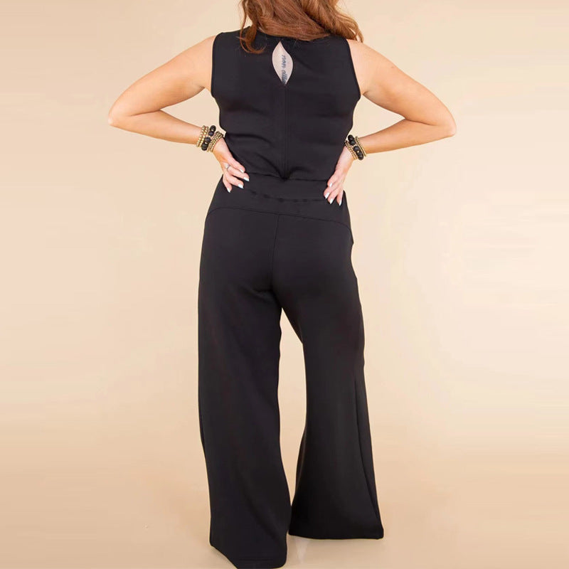 Jumpsuit Sleeveless Tops Tie Elastic Pants Romper