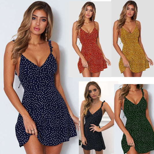 Polka-dot Beach Dress Summer Fashion Sundress - Premium Dameskleding from My Store - Just €22.71! Shop now at KIYOO Royal Brand