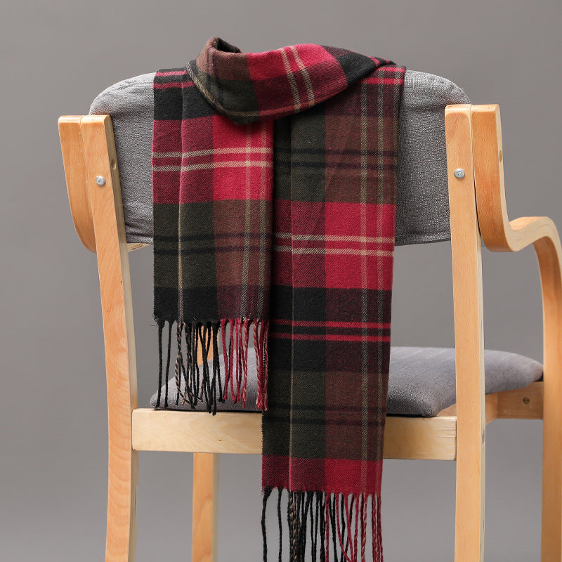 Cashmere Fringed Couple's Checked Scarf