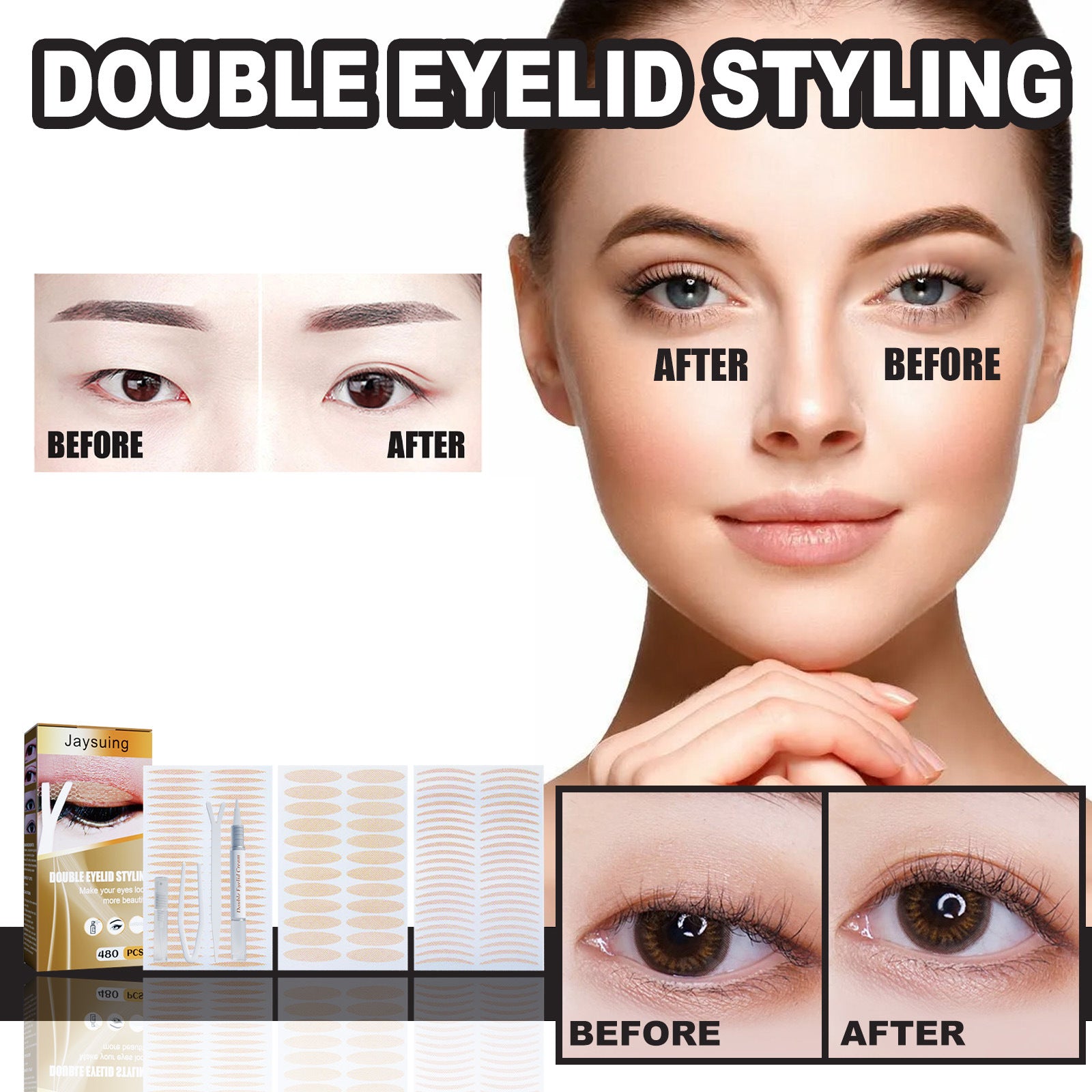 Long-lasting Natural Invisible Invisible Double Eyelid Sticker - Premium Cosmetica from My Store - Just €21.98! Shop now at KIYOO Royal Brand