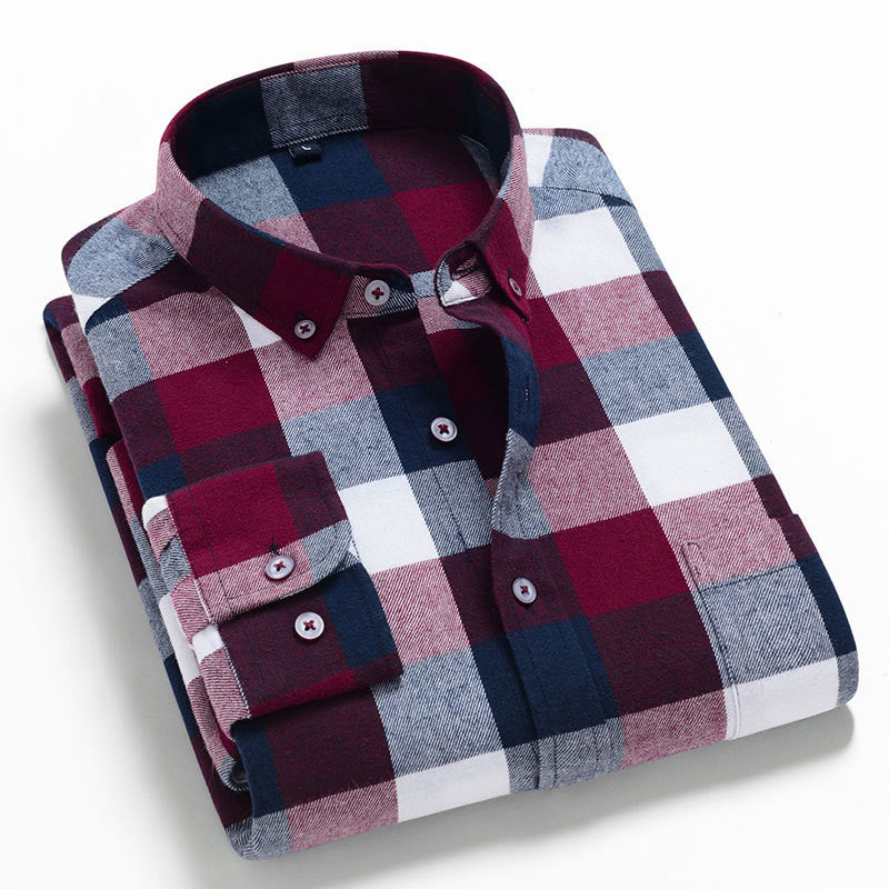 Casual All-match Plaid Long-sleeved Shirt Men - Premium Overhemden from My Store - Just €23.87! Shop now at KIYOO Royal Brand