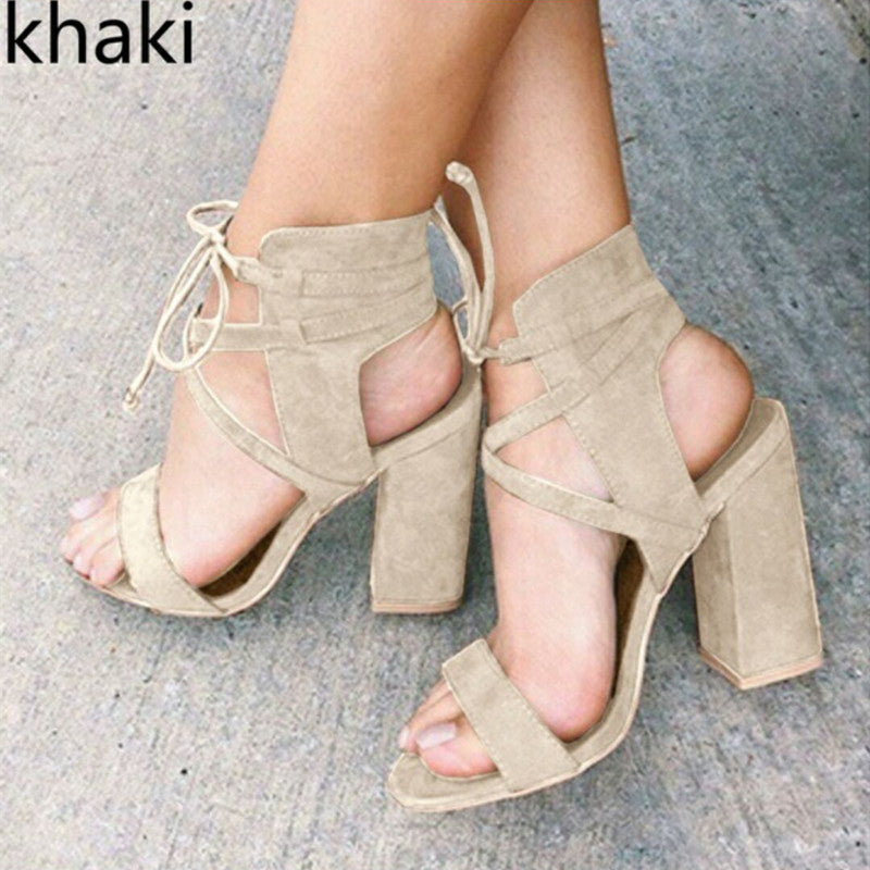 Super high heel hollow round head with sandals ankle strap buckle women's shoes