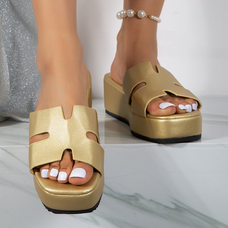 Thick Bottom Square Head Color Slippers Thick Bottom Solid Color Sandals For Women - Premium Sandalen from My Store - Just €41.83! Shop now at KIYOO Royal Brand