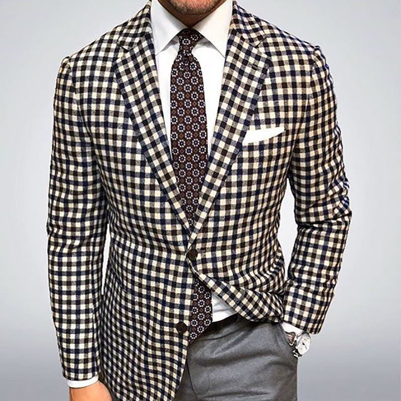 Popular Suit Jacket Plaid Casual Men's Top - Premium Pakken & Stropdassen from My Store - Just €54.53! Shop now at KIYOO Royal Brand