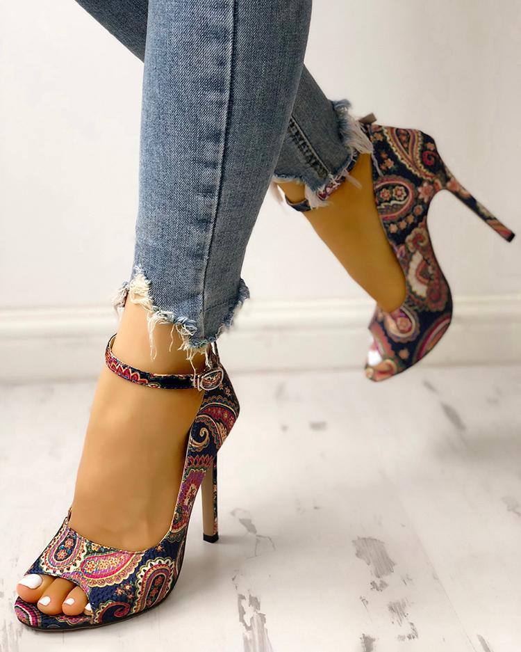 Printed toe buckle high heels - Premium Hakken from My Store - Just €37.46! Shop now at KIYOO Royal Brand