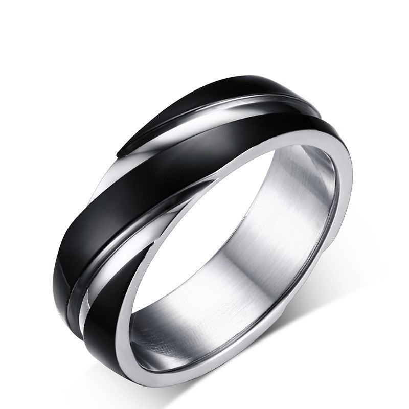 Zwarte titanium stalen twill ring - Premium Mannen Sieraden from My Store - Just €9.25! Shop now at KIYOO Royal Brand