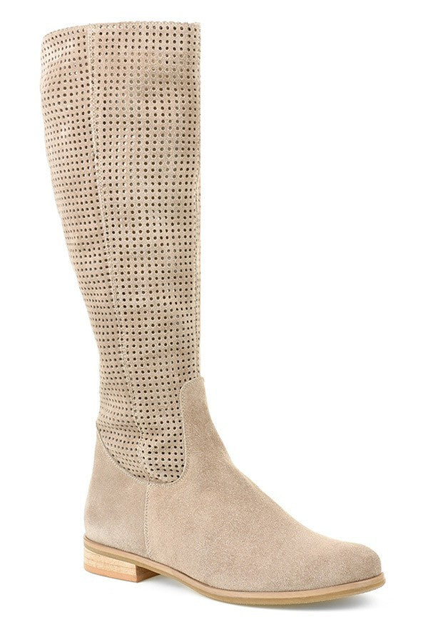 Oversized Round Head Perforated Suede Boots - Premium Dames laarzen from My Store - Just €85.18! Shop now at KIYOO Royal Brand