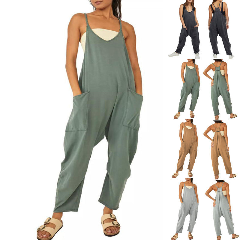 Long Pant Romper Jumpsuit With Pockets Zipper - Premium jumpsuit from My Store - Just €32.16! Shop now at KIYOO Royal Brand