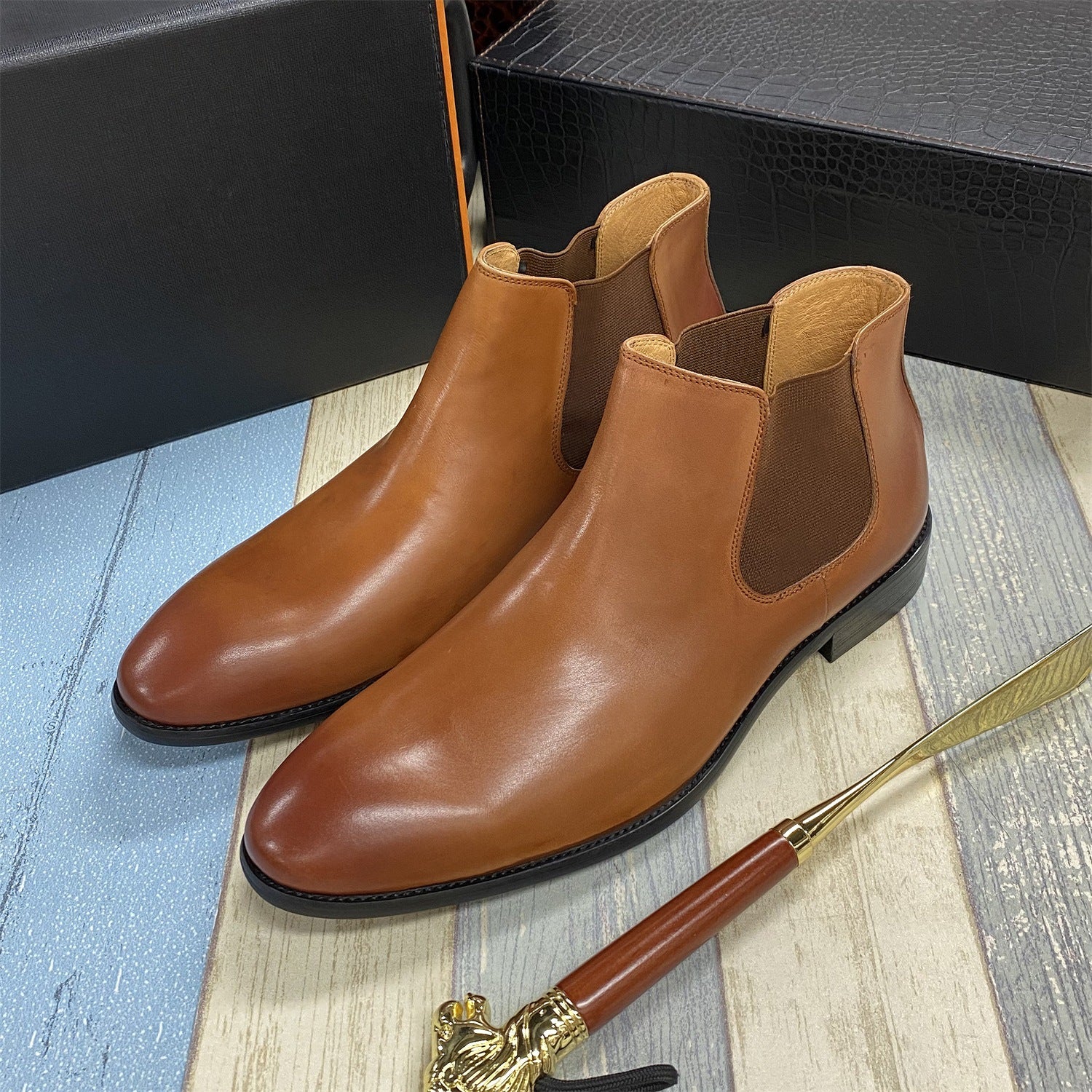 Genuine Leather One Stirrup Casual Cowhide Men's Shoes - Premium Boots from My Store - Just €240.74! Shop now at KIYOO Royal Brand