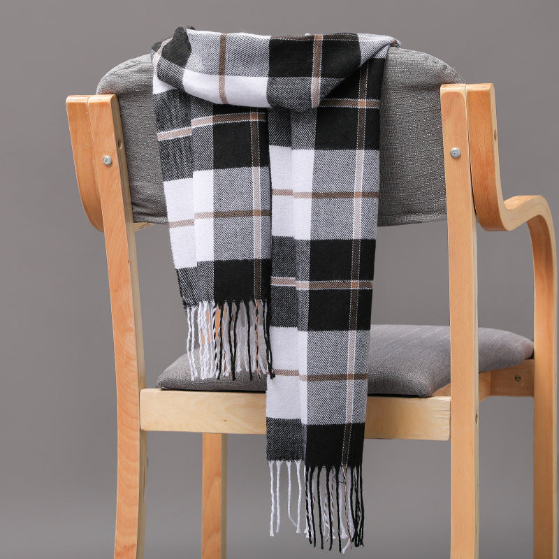 Cashmere Fringed Couple's Checked Scarf