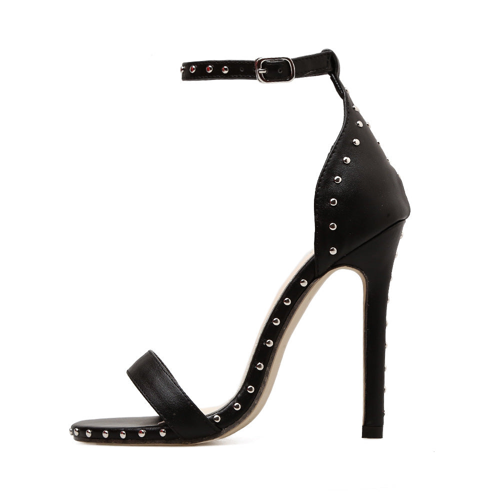 Europe and the United States word buckle stiletto shoes women's shoes rivet super high heel sandals - Premium Hakken from My Store - Just €81.79! Shop now at KIYOO Royal Brand