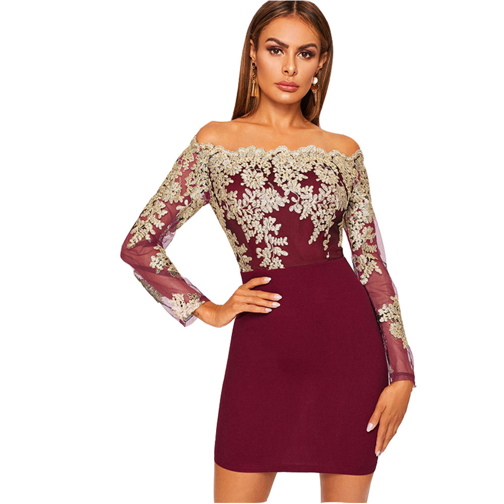 Water-soluble Lace Tube Top Long Sleeve Dress - Premium Rokken from My Store - Just €45.04! Shop now at KIYOO Royal Brand