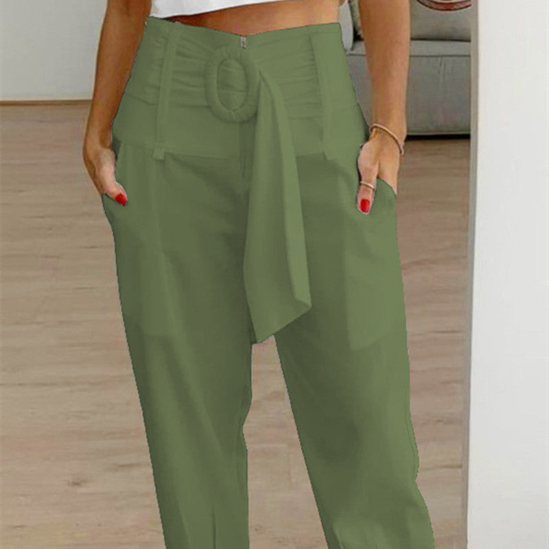 Women's Fashion Casual High Waist Straight Tapered Seventh Pants - Premium dames broeken from My Store - Just €41.84! Shop now at KIYOO Royal Brand