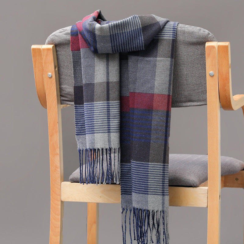 Cashmere Fringed Couple's Checked Scarf