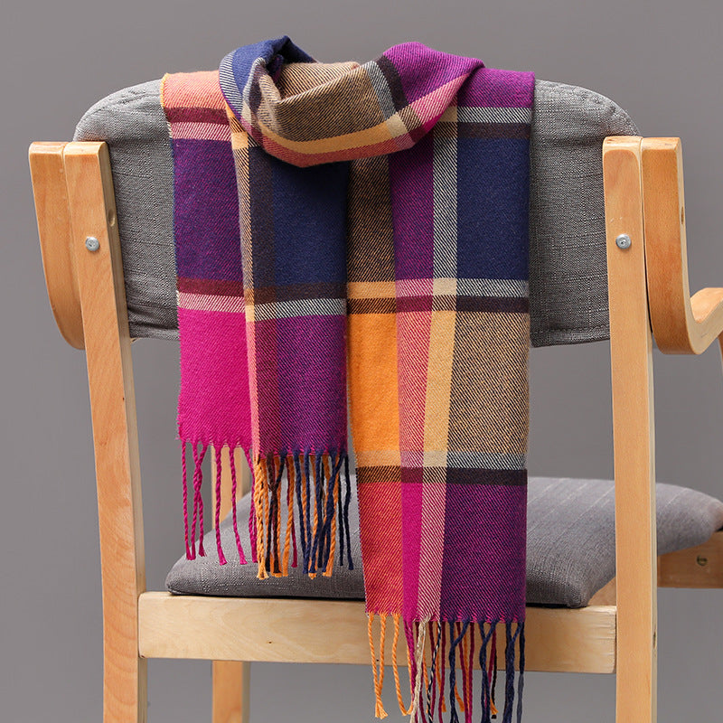 Cashmere Fringed Couple's Checked Scarf