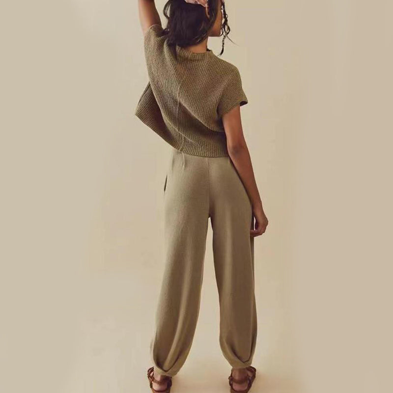 Casual Two Piece Outfits With Pockets Sleeveless Top And Loose Pants - Premium jumpsuit from My Store - Just €58.01! Shop now at KIYOO Royal Brand