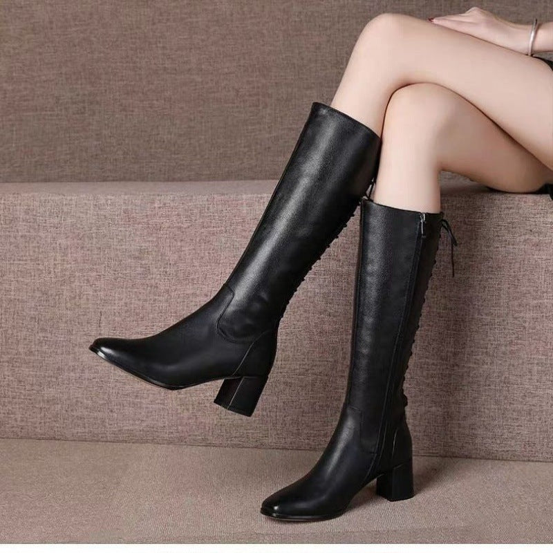 Women's Lace-up Below The Knee High Leg Boot - Premium Dames laarzen from My Store - Just €54.17! Shop now at KIYOO Royal Brand