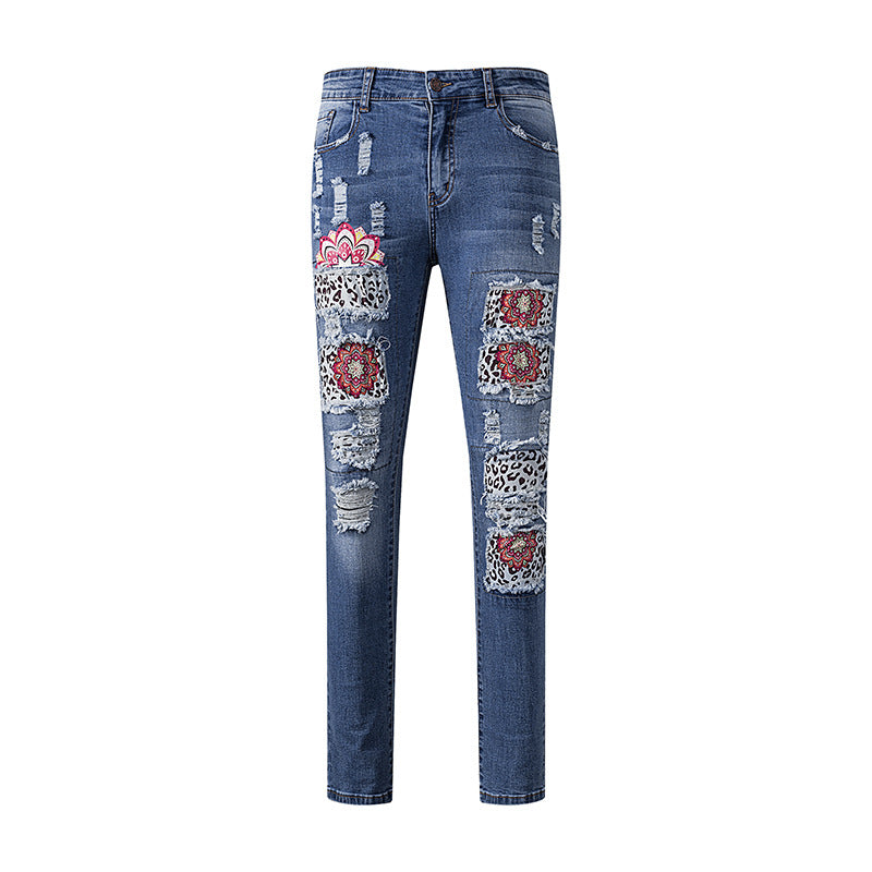 Ripped Jeans Women's Ethnic Style High Waist - Premium Dames Jeans from My Store - Just €60.97! Shop now at KIYOO Royal Brand