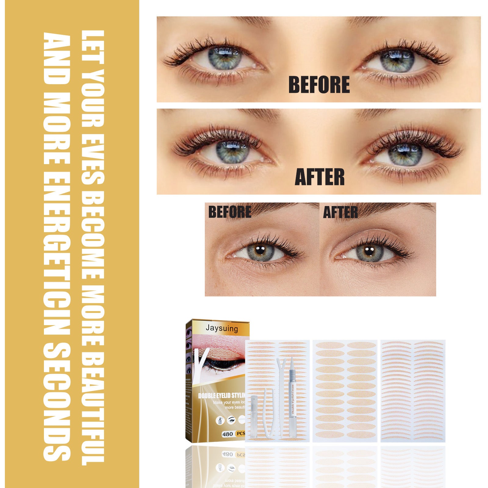 Long-lasting Natural Invisible Invisible Double Eyelid Sticker - Premium Cosmetica from My Store - Just €21.98! Shop now at KIYOO Royal Brand