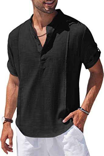 Henley Style Linen Shirt