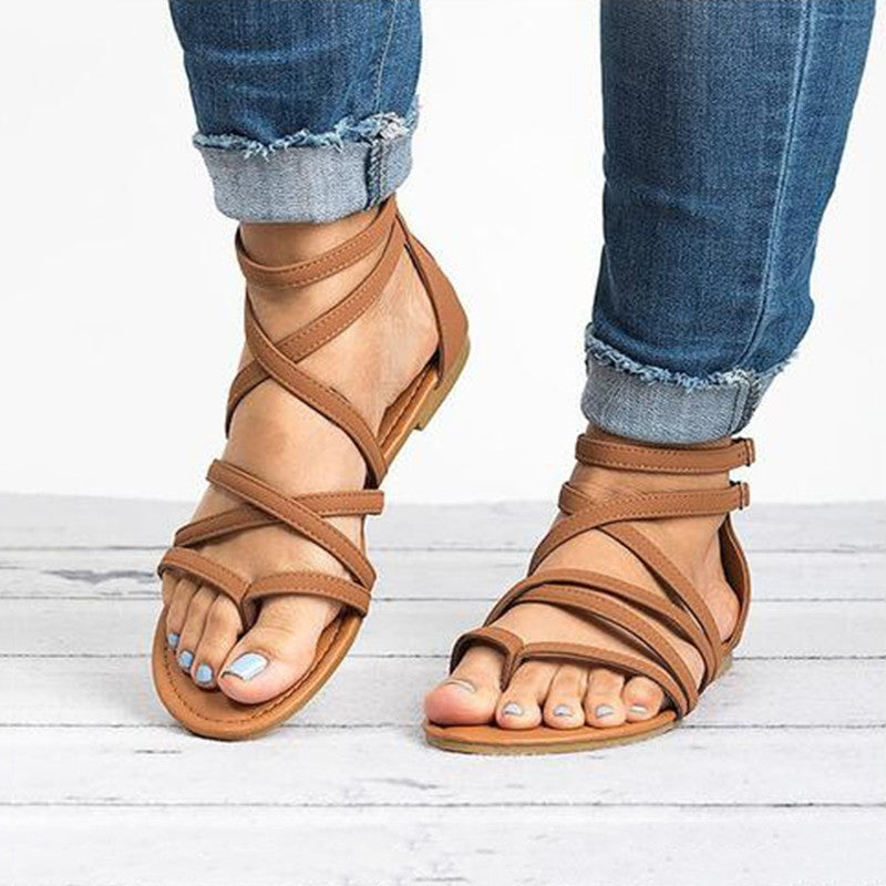 Women's Fashion Simple Cross Strapped Sandals - Premium Sandalen from My Store - Just €47.64! Shop now at KIYOO Royal Brand