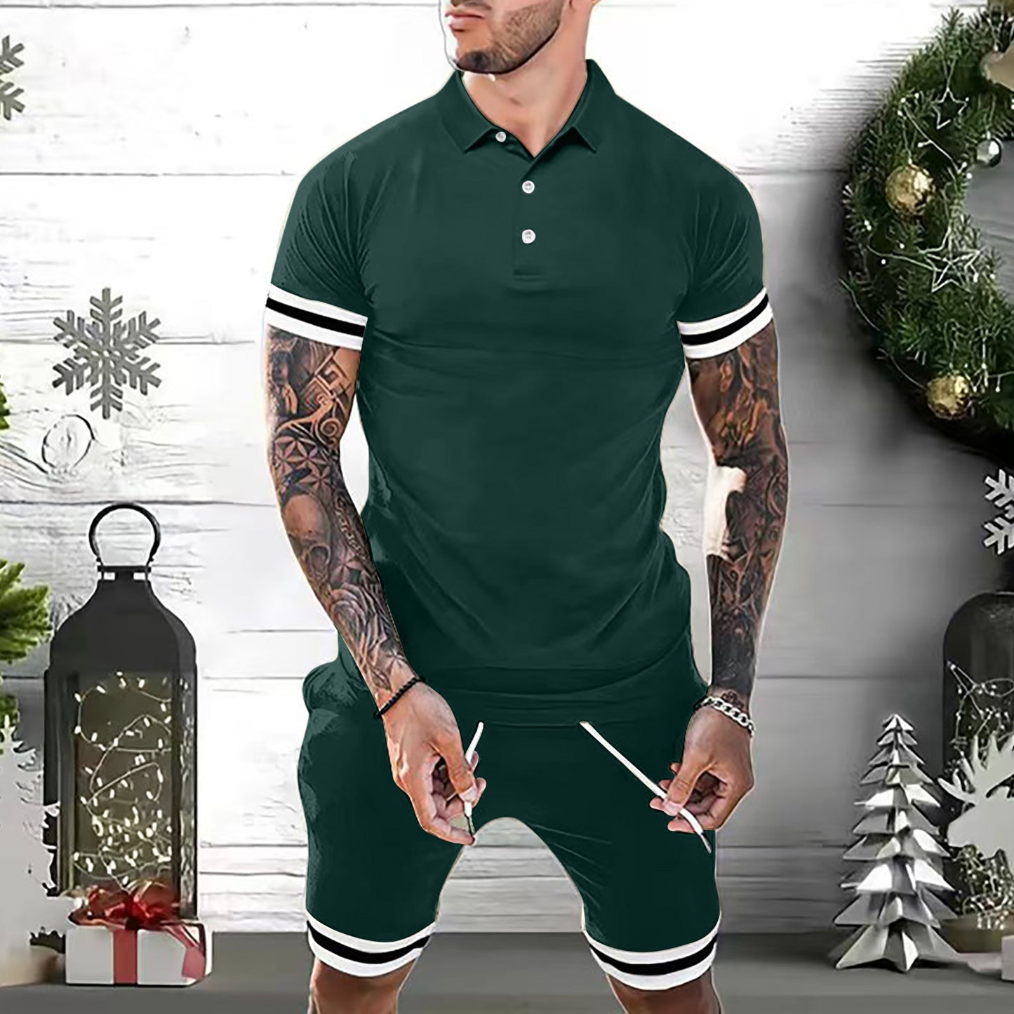 Mens Short Sets 2 Piece Outfits Polo Shirt Fashion Summer Tracksuits Casual Set Short Sleeve And Shorts Set For Men - Premium korte broeken/shirts from My Store - Just €28.72! Shop now at KIYOO Royal Brand