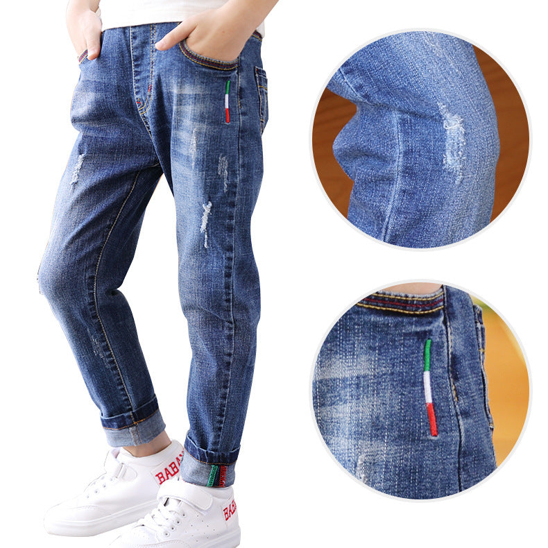 Boys' denim trousers, new style, big children's trousers, spring and autumn children's trousers - Premium Jongens broeken from My Store - Just €34.64! Shop now at KIYOO Royal Brand