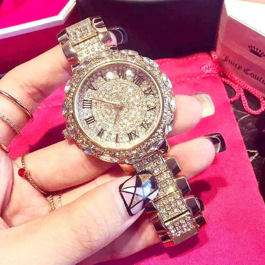 New Women's Quartz Inlaid Diamond Fashion Steel Band Watch - Premium Dames Horloges from My Store - Just €27.88! Shop now at KIYOO Royal Brand