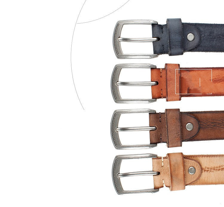 Casual Denim Versatile Retro Top Leather Belt - Premium Riemen from My Store - Just €43.55! Shop now at KIYOO Royal Brand